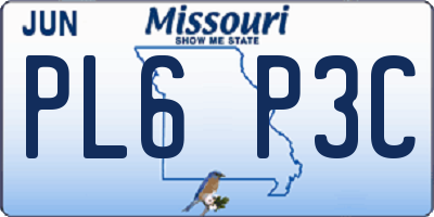 MO license plate PL6P3C