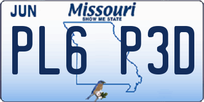 MO license plate PL6P3D