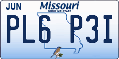 MO license plate PL6P3I
