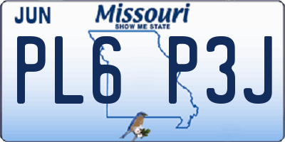 MO license plate PL6P3J