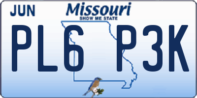 MO license plate PL6P3K