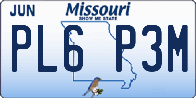 MO license plate PL6P3M