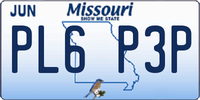 MO license plate PL6P3P