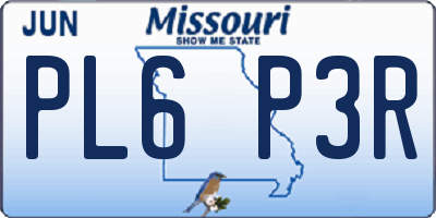 MO license plate PL6P3R
