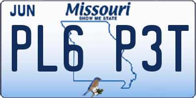 MO license plate PL6P3T
