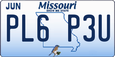 MO license plate PL6P3U