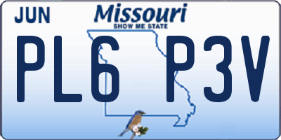 MO license plate PL6P3V