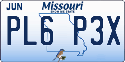 MO license plate PL6P3X