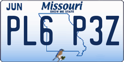 MO license plate PL6P3Z