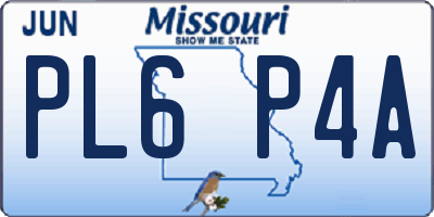 MO license plate PL6P4A