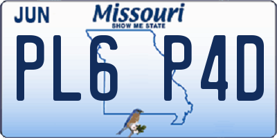 MO license plate PL6P4D