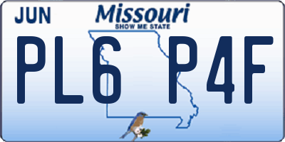 MO license plate PL6P4F