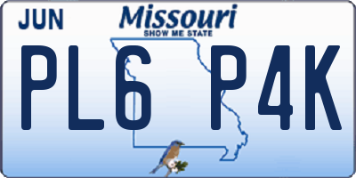 MO license plate PL6P4K
