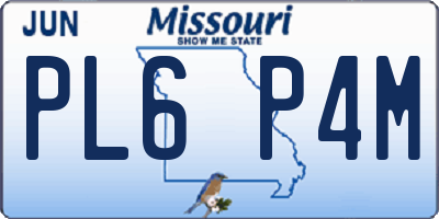 MO license plate PL6P4M