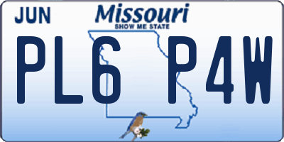 MO license plate PL6P4W