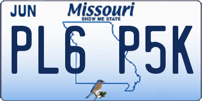 MO license plate PL6P5K