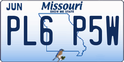 MO license plate PL6P5W