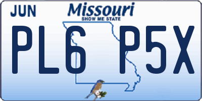 MO license plate PL6P5X