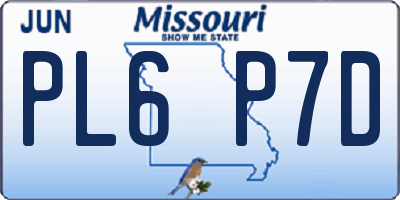 MO license plate PL6P7D