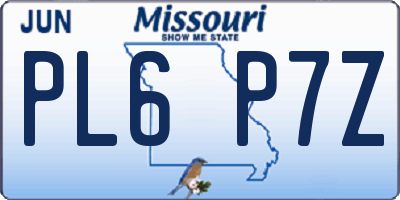 MO license plate PL6P7Z
