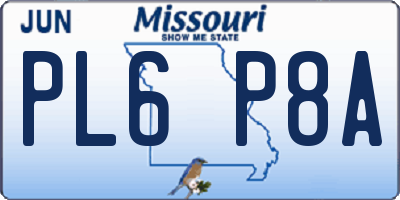 MO license plate PL6P8A