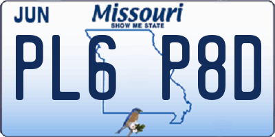 MO license plate PL6P8D
