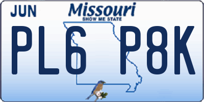 MO license plate PL6P8K