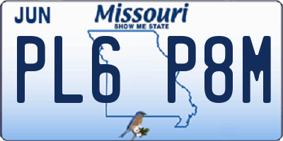 MO license plate PL6P8M