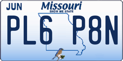 MO license plate PL6P8N