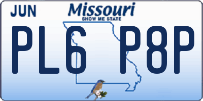 MO license plate PL6P8P