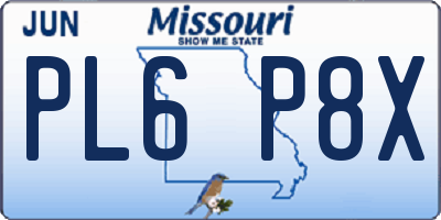 MO license plate PL6P8X
