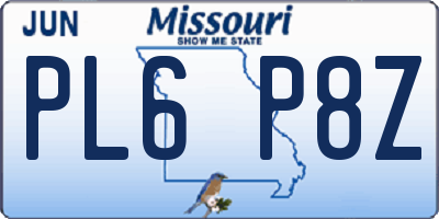 MO license plate PL6P8Z