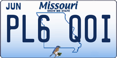 MO license plate PL6Q0I