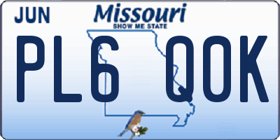 MO license plate PL6Q0K