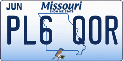 MO license plate PL6Q0R