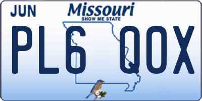 MO license plate PL6Q0X