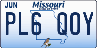 MO license plate PL6Q0Y