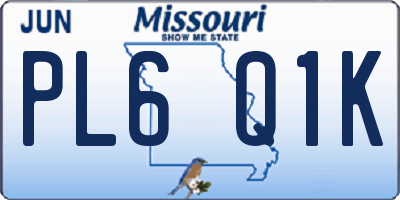 MO license plate PL6Q1K