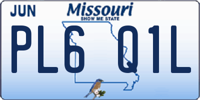 MO license plate PL6Q1L