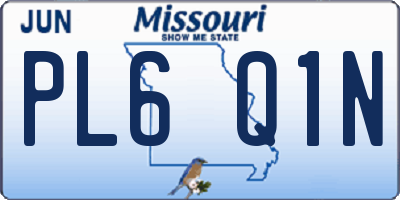 MO license plate PL6Q1N