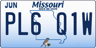 MO license plate PL6Q1W