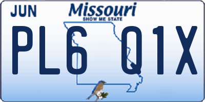 MO license plate PL6Q1X