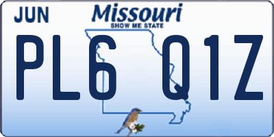 MO license plate PL6Q1Z