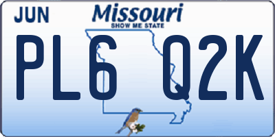 MO license plate PL6Q2K