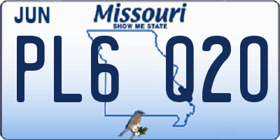 MO license plate PL6Q2O