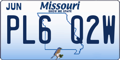 MO license plate PL6Q2W