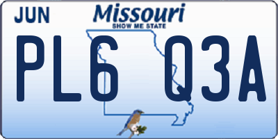 MO license plate PL6Q3A