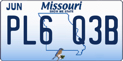 MO license plate PL6Q3B