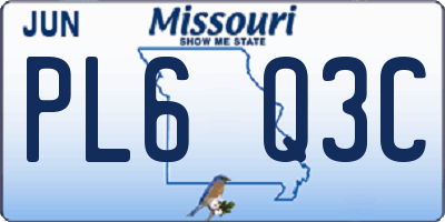 MO license plate PL6Q3C