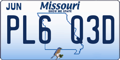 MO license plate PL6Q3D